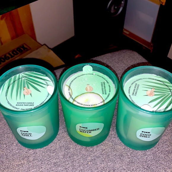 Victoria’s Secret PINK Coco Chill X Cucumber Melon 3pc. Candle Bundle - Picture 2 of 2